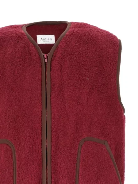 Vestă Amish din fleece roșu