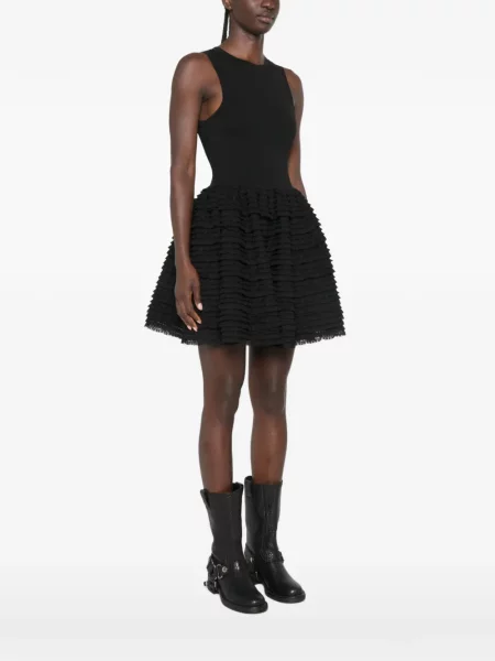 Rochie mini Sandro tricotate cu volane negru
