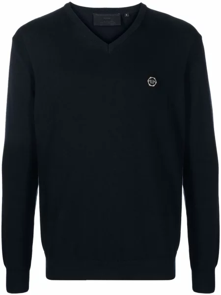 Džemper Philipp Plein s V-izrezom plava