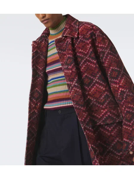 Plašč Dries Van Noten iz rebrastega žameta s potiskom rdeča