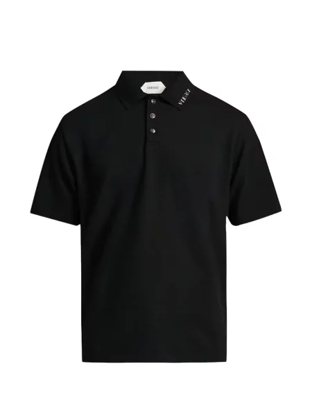 Tricou polo Versace cu broderie negru