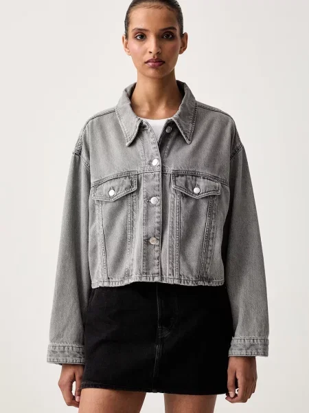 Marc O'Polo geacă tip cămașă pentru femei din denim gri
