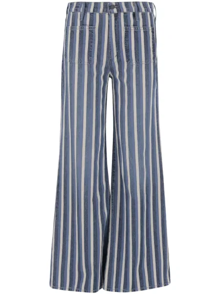 Szerokie jeansy Mother w paski niebieskie
