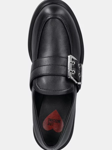 Кожаные мокасины Love Moschino на платформе черные