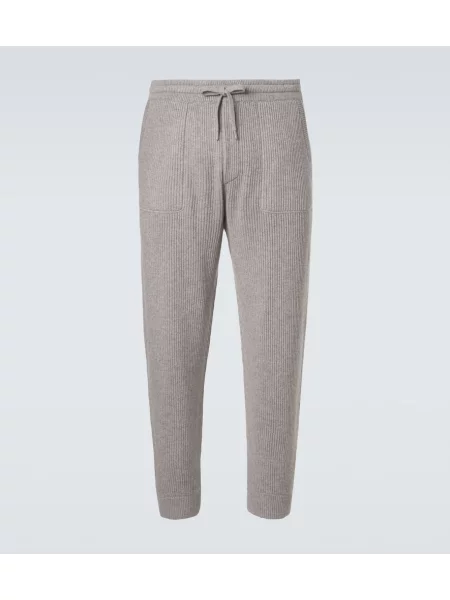 Pantaloni sport Brunello Cucinelli din cașmir bej