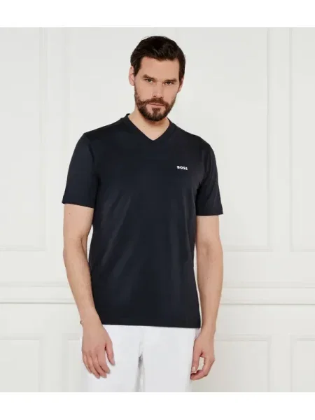 BOSS GREEN Tricou Tee V | Regular Fit | stretch verde