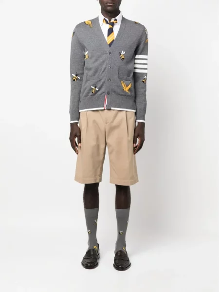 Cardigan Thom Browne cu dungi gri