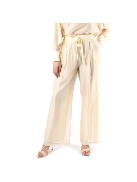 Pantaloni Crochè alb