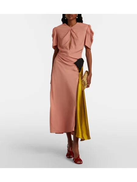 Rochie midi Valentino cu funde drapată roz