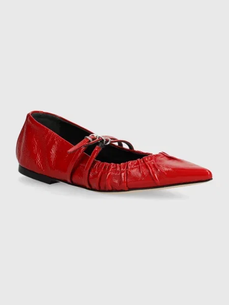 MSGM balerini de piele rosu