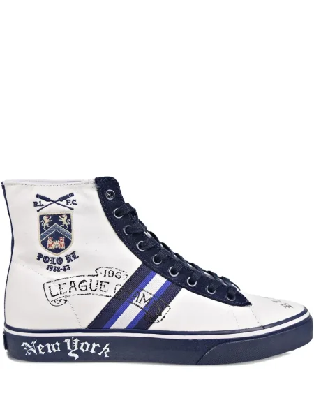 Sneakerși Polo Ralph Lauren din piele slip-on în carouri alb