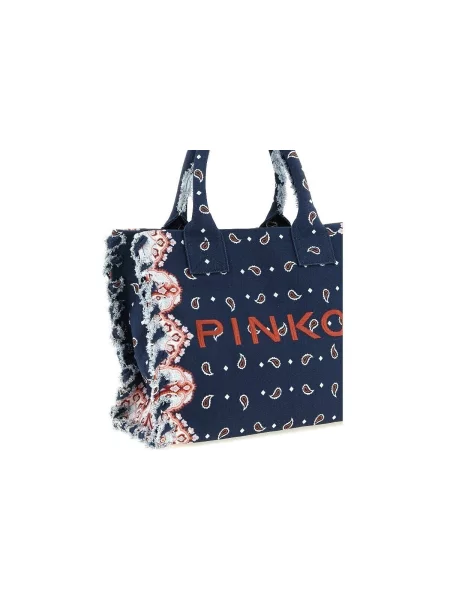 Pinko Geantă de plajă Canvas Tote albastru