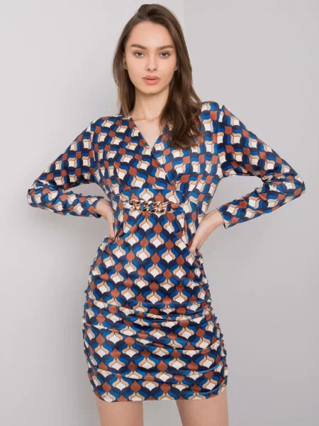 Plisirana obleka obleka Fashionhunters iz pliša modra