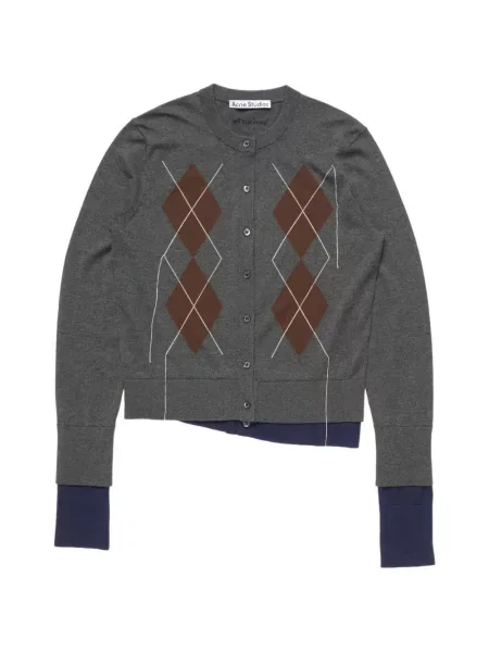Cardigan Acne Studios cu model argyle gri