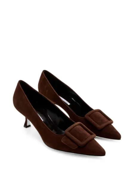 Pantofi cu toc Manolo Blahnik cu cataramă maro