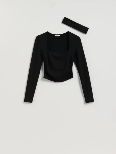 Reserved Longsleeve z wiskozą czarny