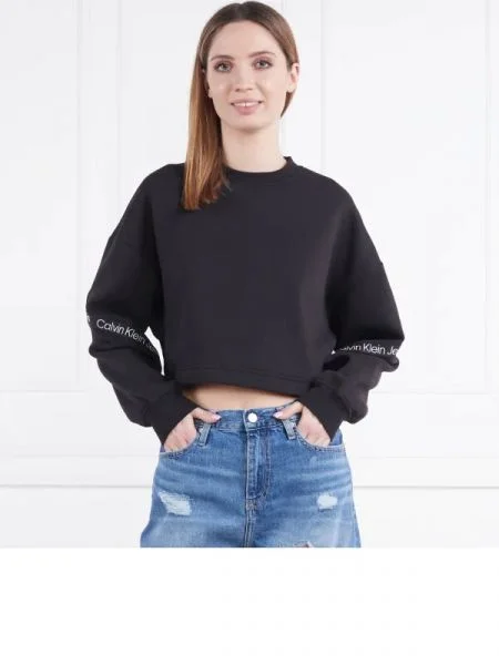 CALVIN KLEIN JEANS Hanorac | Cropped Fit negru