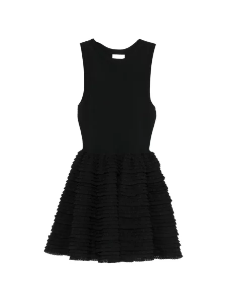 Rochie mini Sandro tricotate cu volane negru