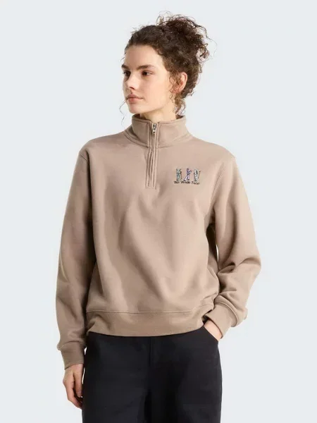 Кофта The North Face W SKI EMBRO RELAXED ZIP бавовна/поліестер коричневий