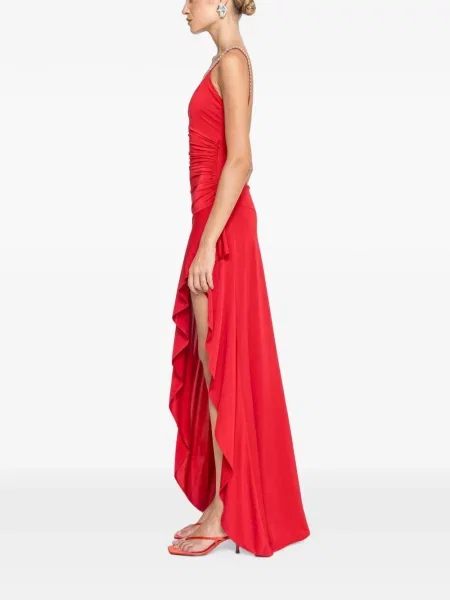 Rochie maxi Nissa asimetrică roșu