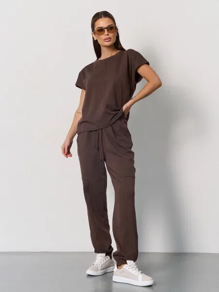 Спортивний костюм ISSA Plus темно-коричневий комбінований верх коричневий