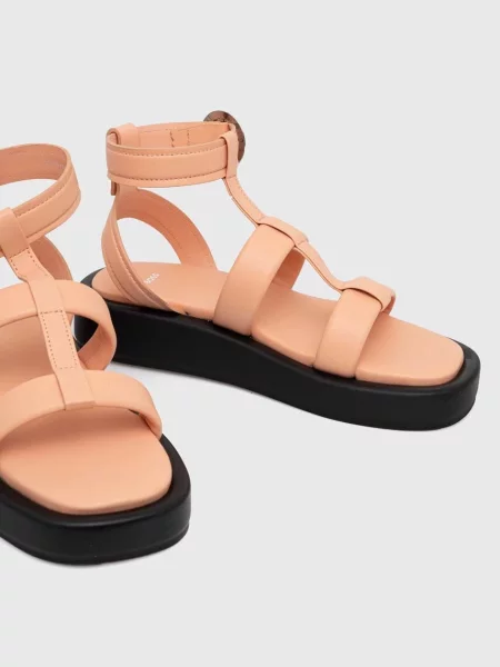 Кожаные босоножки Boss на платформе оранжевые