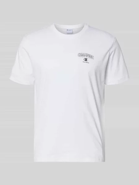 T-shirt z logo i okrągłym dekoltem Champion biała