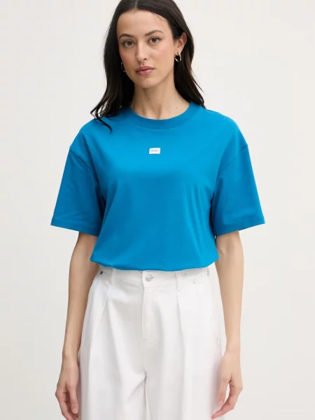 HUGO oversize tričko z modalem SIGNATURE_TSHIRT modré