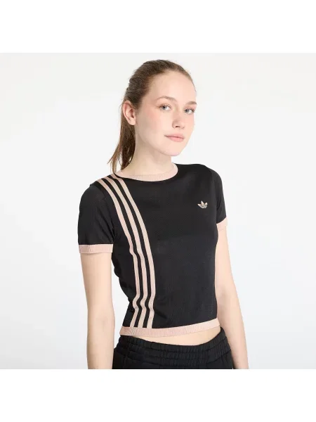 Тениска adidas Originals KNITTED 3S TEE черно