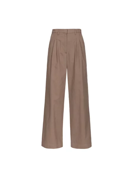 Pinko spodnie szerokie high waist brązowy
