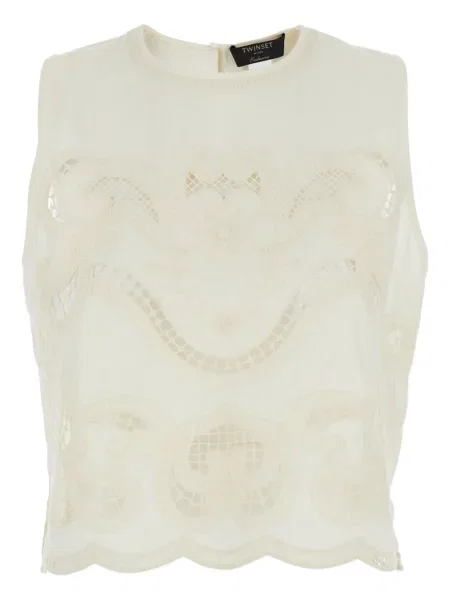 Bluză Twinset cu broderie alb