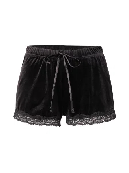 Hunkemöller Pantaloni scurți pijama Scallop Feminine Fit negru
