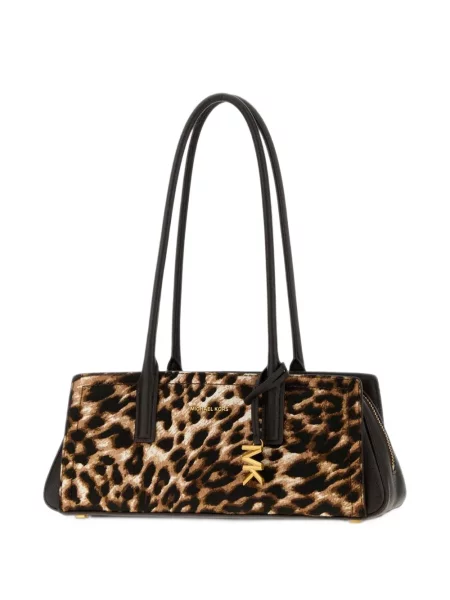 Geantă Michael Michael Kors cu model leopard cu autograf maro