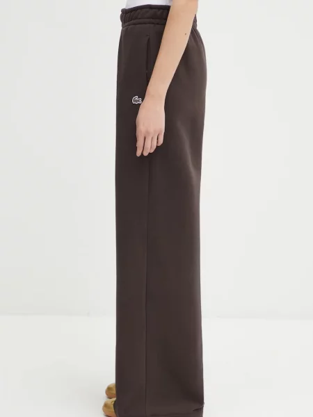 Lacoste Pantaloni palazzo Wide Leg maro