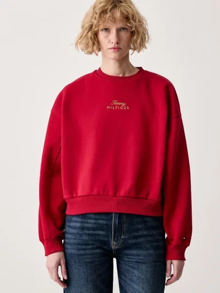 Tommy Hilfiger mikina s bavlnou červená