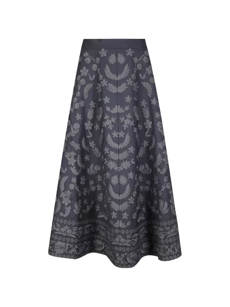 Fustă midi Antik Batik cu model floral evazată negru