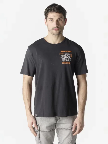 KOROSHI Tricou portocaliu / negru alb