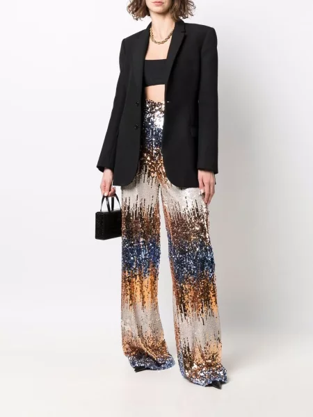 Plačiakojis kelnės Philipp Plein su blizgučiais auksinė