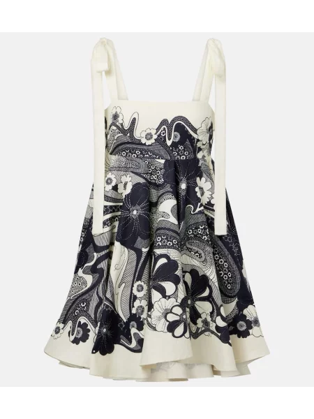 Lniana sukienka Alemais w kwiatki biała