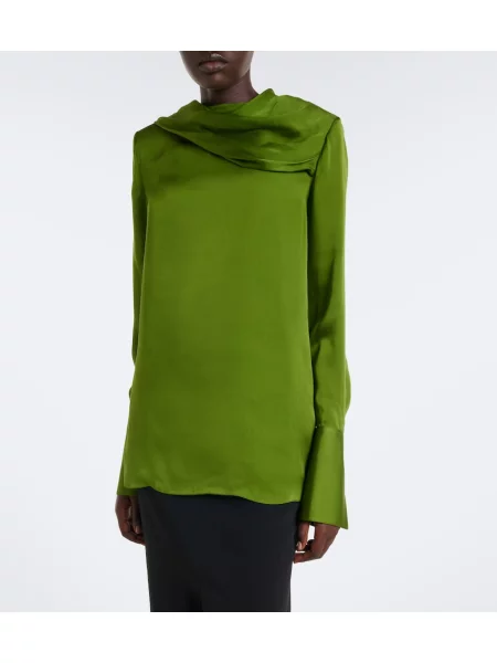 Top Tom Ford din satin drapat verde