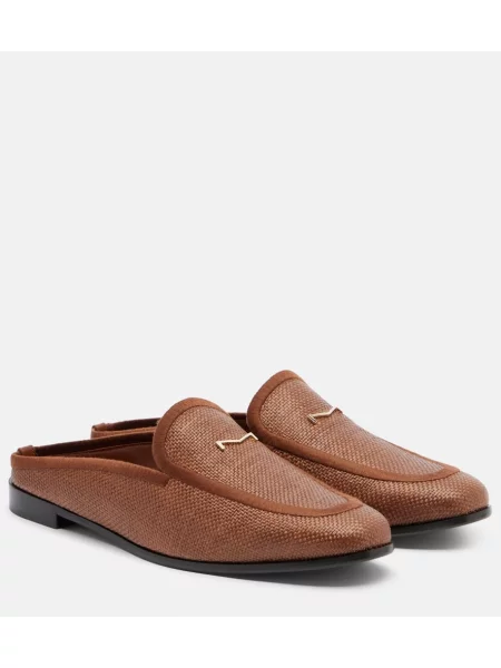 Papuci tip mules Max Mara din piele maro