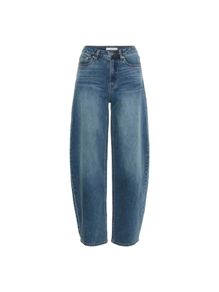 Jeansy o kroju barrel fit z efektem znoszenia Gestuz niebieskie