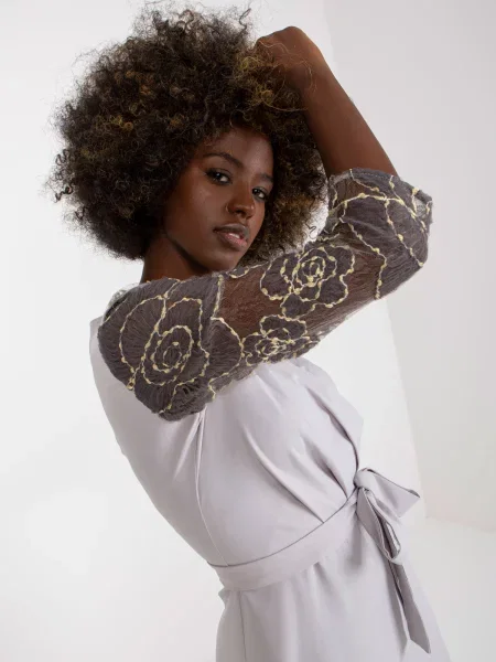 Rochie de cocktail Fashionhunters până la genunchi de costum gri