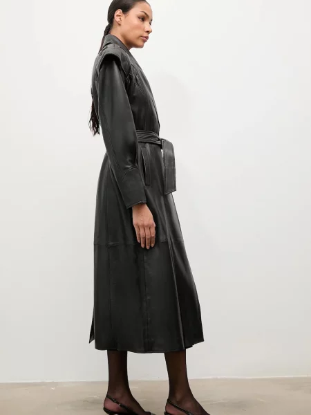 Шкіряний плащ Answear.LAB чорний