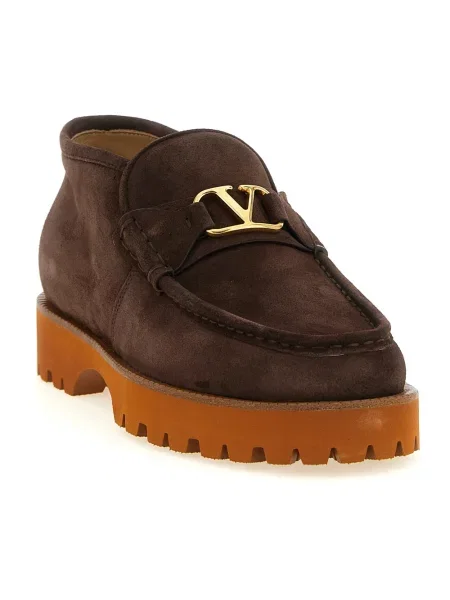 Półbuty Valentino Garavani skórzane chunky brązowe