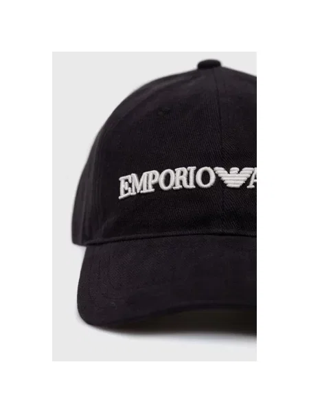 Emporio Armani Czapka granatowy z aplikacją czarna