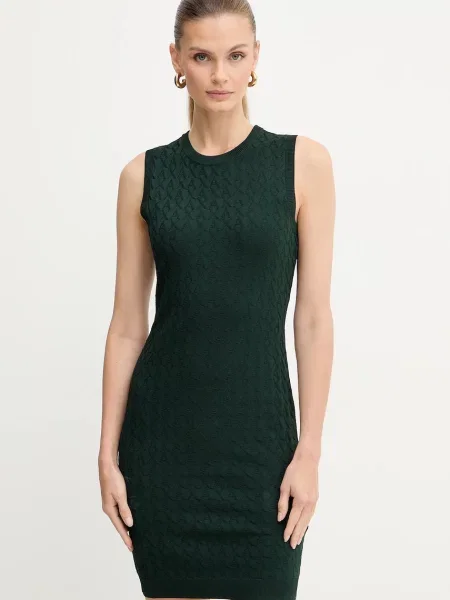 Рокля Armani Exchange къса с кройка по тялото зелено