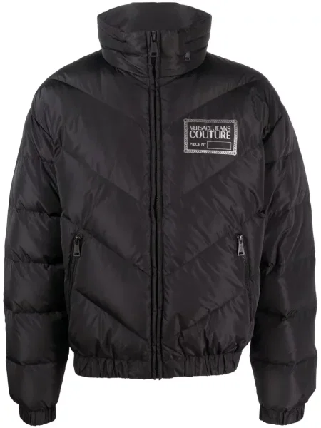 Kurtka jeansowa Versace Jeans Couture z nadrukiem ocieplana czarna