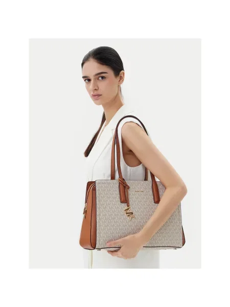 MICHAEL Michael Kors Torba za na rame smeđa / siva / vuneno bijela