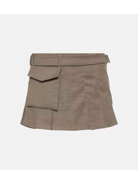 Fusta plisata Aya Muse de lână plisată gri